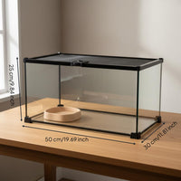 Glass Reptile Terrarium Anti-Prevent Transparent Reptile Enclosure Top Ventilation Amphibian Breeding Box for Hobbyists, Desktop