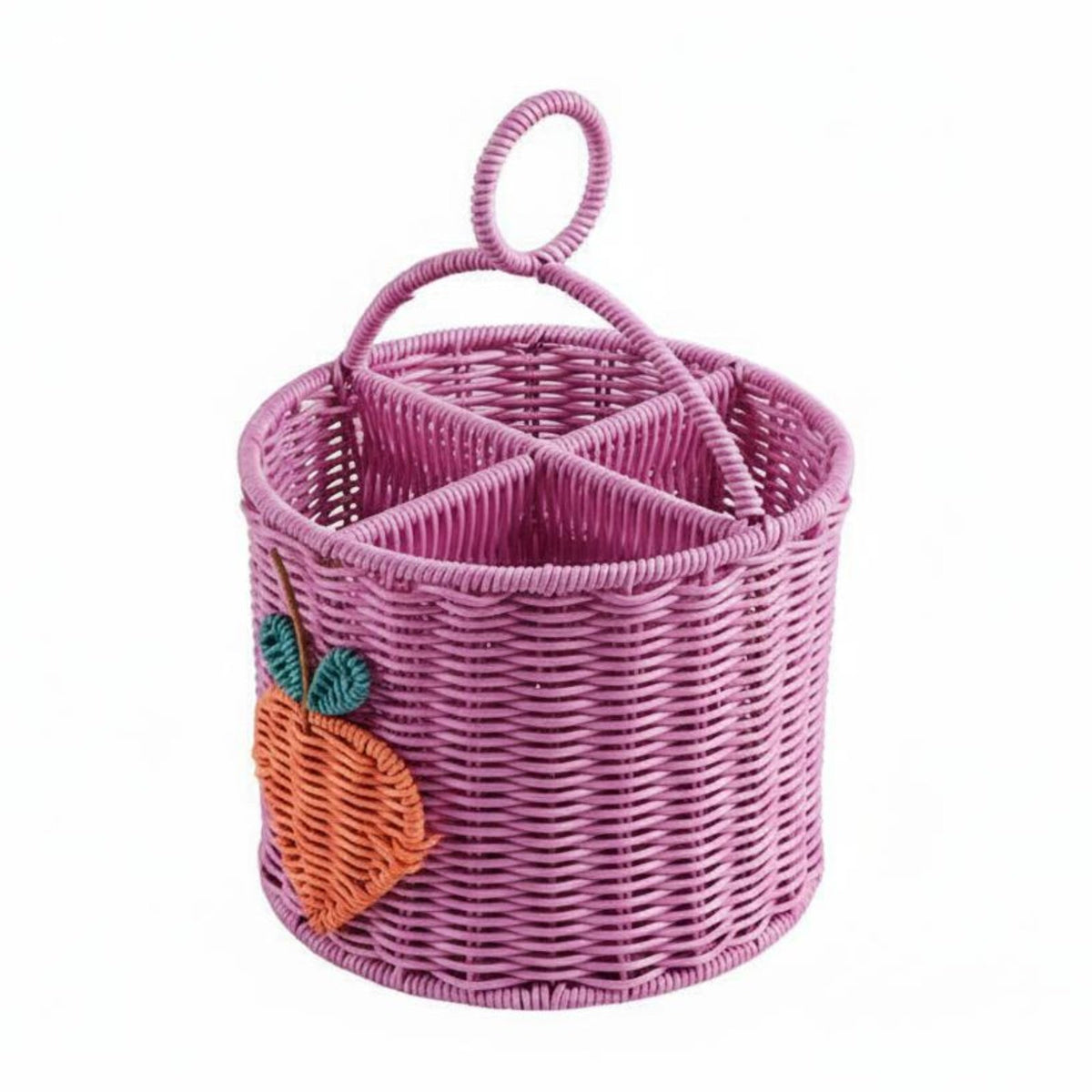 Woven Picnic Basket Artisanal Appearance Divided Carry Basket Lightweight Household Decor for Outdoor, Tabletop