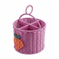 Woven Picnic Basket Artisanal Appearance Divided Carry Basket Lightweight Household Decor for Outdoor, Tabletop