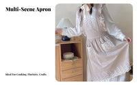 Korean Design Princess Apron Tie-Less Design Lace Trim Pinafore Apron Lightweight Work Smock for Florists, Artists, Flower Shop, Cooking, Art Studio