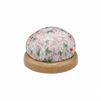 Japanese Design Wooden Base Pincushion Fully Stuffed Sewing Needle Cushion Polished Finish for Sewers, Crafters