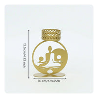 Candle Holder with Openwork Body Gold-Colored Metal Tea Light Candle Holder Decor Laser-Cut Elegant for Tables, Shelves