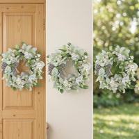 Eucalyptus Wreath with Bow Rustic Wreath with Burlap Bow Year Round for Wedding