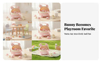 40 Pieces Cute Press-and-Bounce Rabbit Toy Cartoon-Style Bunny Storage Box Clear Window Bunny-Shaped Play Set Hard-Shell