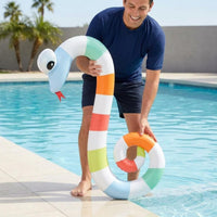 Striped Snake Pool Lounger Coiled Inflatable Snake Floation PVC Water Toy