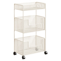3-Tier Vegetable Storage Rack with Wheels, Mobile Fruit Basket Cart