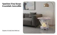 Cute Cartoon Design Bunny Character Stand Multi-Functional Bunny-Shaped Lamp Stable Base Side Table Tap-Control for Young Adults, College Students, Wildlife Lovers, Living Room, Bedroom, Nursery