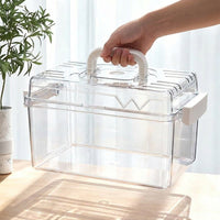 Portable Hamster Carrier and Cage, Full Transparent Acrylic Habitat with Handle, Portable Carrier for Dwarf Gerbils Mice Travel, Various Sizes