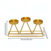 3-Cup Candle Holder Geometric Candle Holder with 3 Cups Metal Candelabra Modern Rectangular for Event Planners