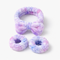 Terry Cloth Headband Wristband Set for Washing Face, Soft Makeup for Women, Bow with Cute Decoration, Ladies