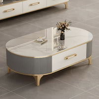 Coffee Table with Storage Drawer Faux Stone Finish Coffee Table with Drawer Modern for Living Room