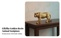 Resin Animal Ornament Highly Detailed Resin Wildlife Ornament Lifelike Details Golden Tiger Figurine for Living Room, Office Desk, Car Dashboard