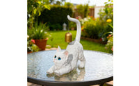 Japanese Design Cat Figurine with Bell Desktop Companion Resin Cat Figurine Fade-Resistant Home Decoration Waterproof for Living Room, Garden