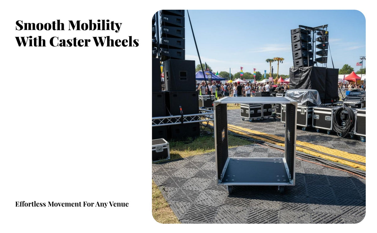 Heavy-Duty Construction 12U Rolling Audio Rack Reinforced Corners 16U Sound Equipment Case Lockable Portable Amplifier Mixer Cabinet Waterproof for Musicians, DJs, Live Performance, Stage, Touring