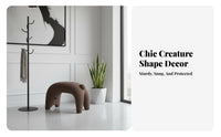 Feline-Shaped Bench Cartoon Creature Design Small Stool Creative and Playful Soft Upholstered Seat for Children, Adults, Hallway
