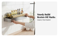 Suction Cup Spice Shelf Drill Installation Kitchen Organizer Multi-Functional Wall Rack for Renters, Home Cooks, Above the Sink, Pantry, Lavatory
