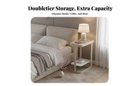 Space-Saving 2-Tier C-Shaped Table Minimalist Design Home Furniture Sturdy Construction Rounded Corners for Apartment Dwellers, Homeowners, Students, Living Room, Bedroom, Small Areas, Balcony