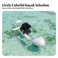 Transparent 2-Person Kayak Set Transparent-View Hull Transparent Vessel Photogenic Design Tandem Boat for Outingists, Families, Scenic Areas