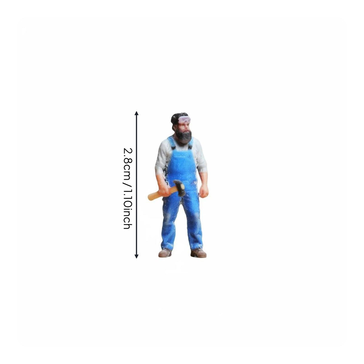 3D Printed 1/64 Scale Worker Figure Highly Detailed Miniature Handyman with Hammer Hand Painted Miniature Scene Accessory Resin Material for Hobbyists