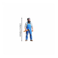 3D Printed 1/64 Scale Worker Figure Highly Detailed Miniature Handyman with Hammer Hand Painted Miniature Scene Accessory Resin Material for Hobbyists