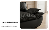 Deep-Seat Black Leather Sofa French Retro Design Living Room Furniture Easy to Clean Couch for Apartment Dwellers, Office Workers, Bedroom