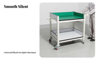 Anti Tool Cart Locking Wheels 2 Tier Service Trolley High Load Capacity Portable Workstation Push Cart for Technicians, Lab Workers, Factory, Garage