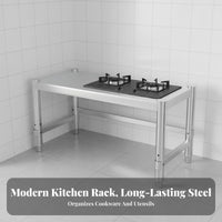 Stainless Steel Kitchen Shelf Rustproof Countertop Storage Rack Heavy Duty Single Tier Utility Shelf for Homeowners, Renters, Pantry, Washroom, Office