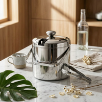 Stainless Steel Ice Bucket Condensation Resistant Two-Layer Ice Bucket Portable Barware for Chilled Drinks