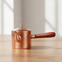 Copper Pitcher with Wooden Handle Hammered Tea Pitcher with Handle Heat-Resistant Gravy Boat