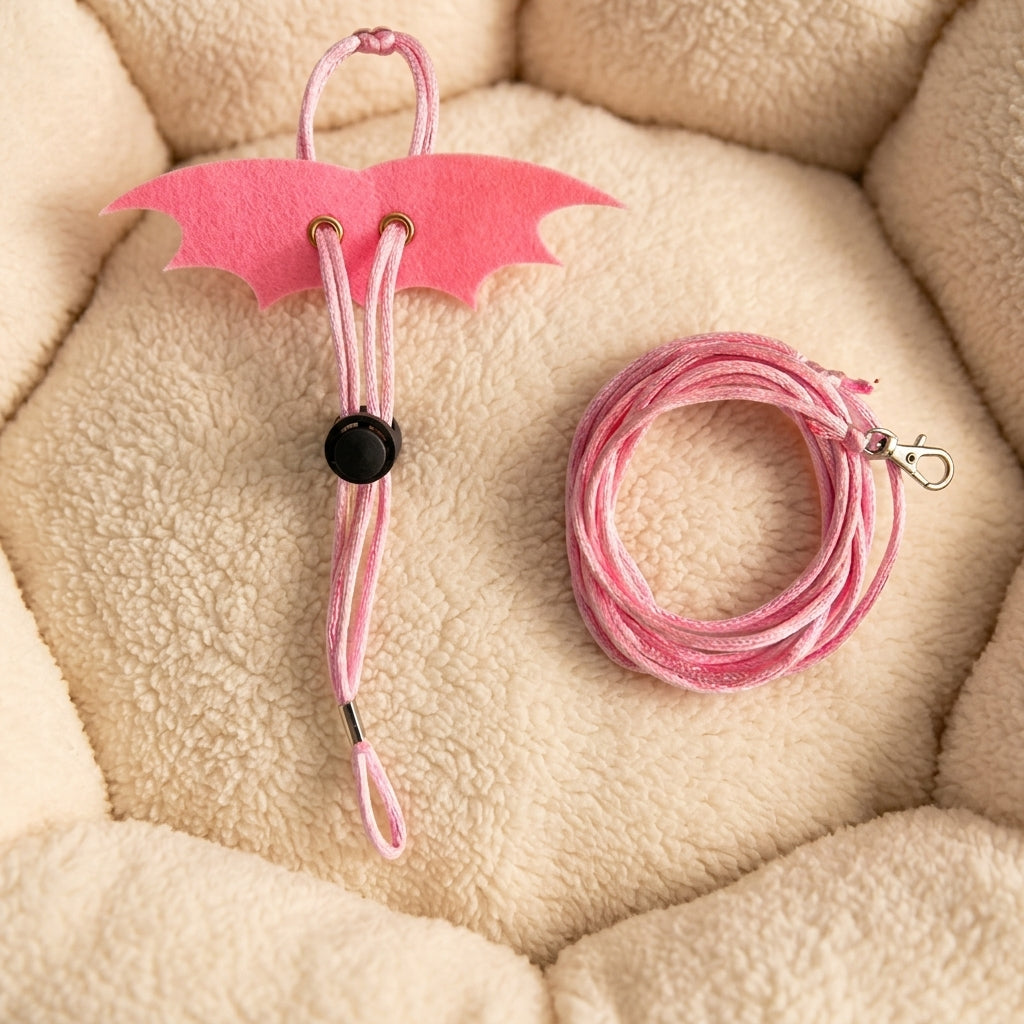Fin-design Small Pet Harness, Adjustable Bunny Harness and Lead Set for Guinea Pigs, PP Fin Design with 150 cm Leash and Clip for Rodents