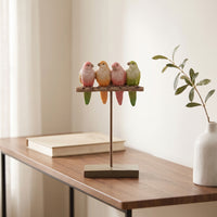 Bird Figurine with Wooden Base Compact Bird Ornament with Branch Sturdy for Desk
