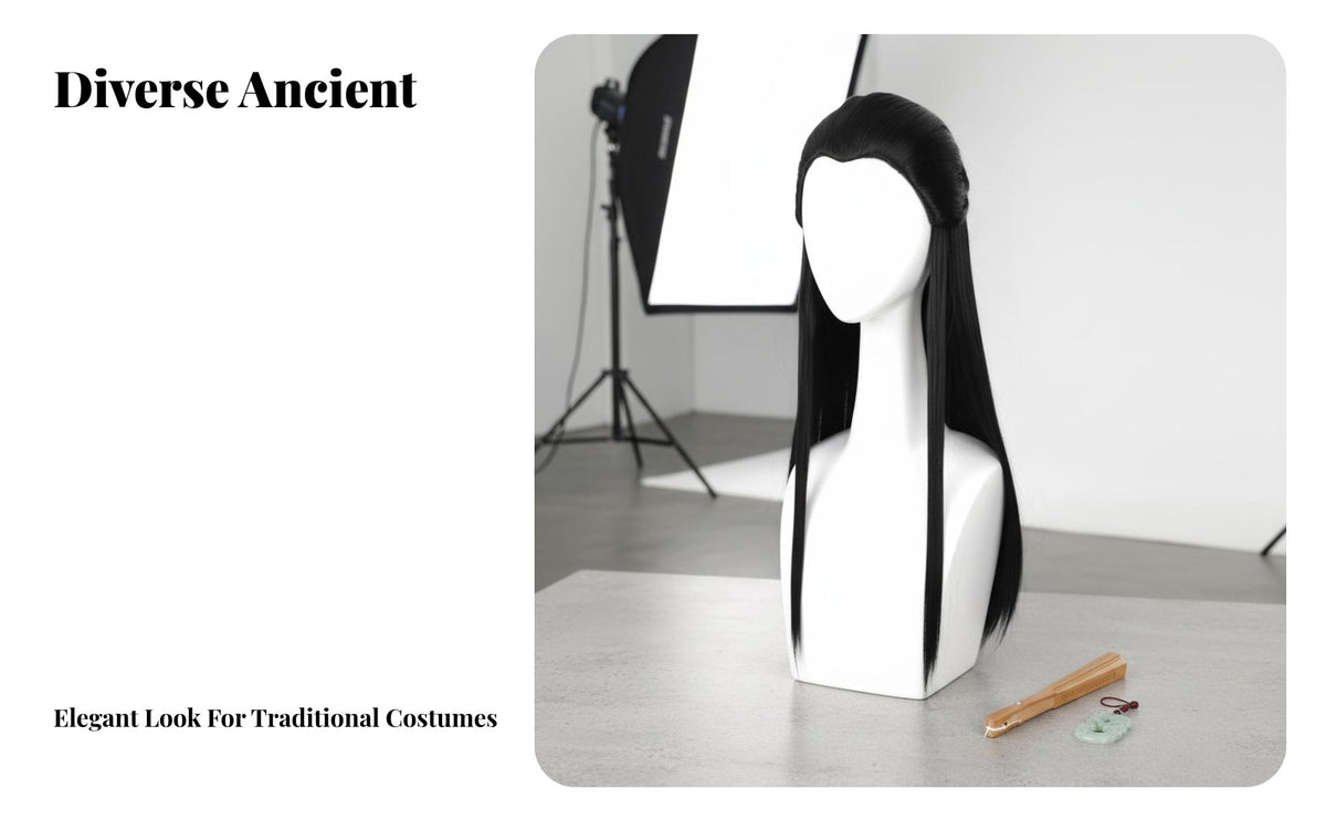 Ancient Chinese men's Hairpiece Faithful Reproduction Traditional Chinese Attire men's Hairpiece Heat Resistant Drama Cosplay Hairpiece for Actors