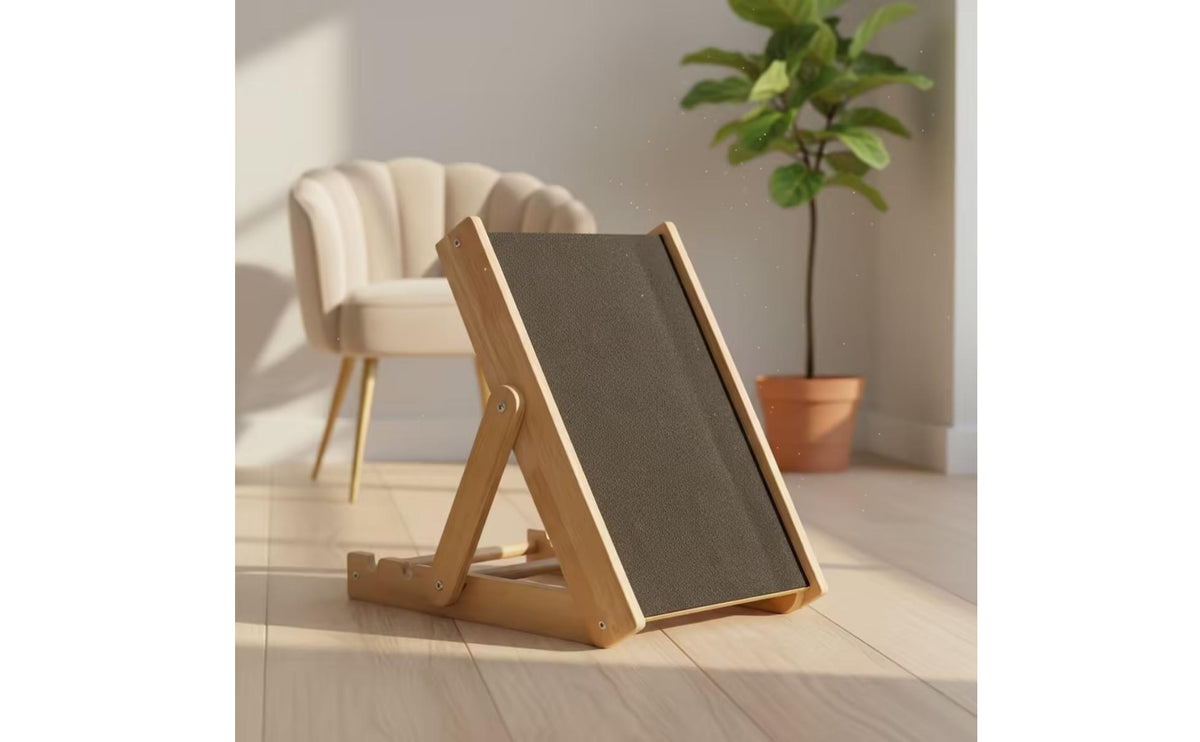 Adjustable Pet Scratching Board Foldable Cat Scratcher with Adjustable Height Standing Cat Scratcher  Wooden Frame for Cats, Small Dogs, Indoor