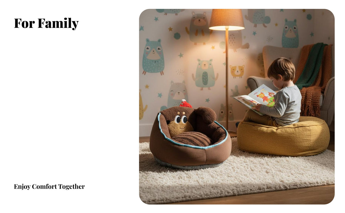 Thickened Padding Dog Shaped Floor Chair Detachable and Washable Soft Creature Floor Pillow with Backrest Anti-Slip Bottom Creature Shaped Cushion Semi-Enclosed Back Support for Children, Teenagers, Young Adults, Bedroom, Dorm Room, Playroom, Gaming