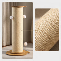 Sisal-Wrapped Cat Scratching Post with Toys Long-Lasting Scratching Post with Dangling Ball Toy Indoor Cat Scratcher with Ball Toy Multifunctional for Apartment