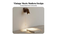 Japanese Aesthetic Wooden Wall Light Retro Design Walnut Wood Reading Light Natural Materials Adjustable Wood Wall Light Hardwired for Readers, Interior Decorators, Homeowners, Bedroom, Guesthouse, Living Room, Entryway