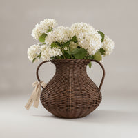 Wicker Flower Vase with Handles Handwoven Double-Handle Vase Boho for Tabletop, Entryway