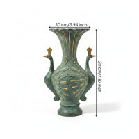 Mythical Bird Handle Vase Antique-Style Mouth Vase Bronze-Look Urn for Desk