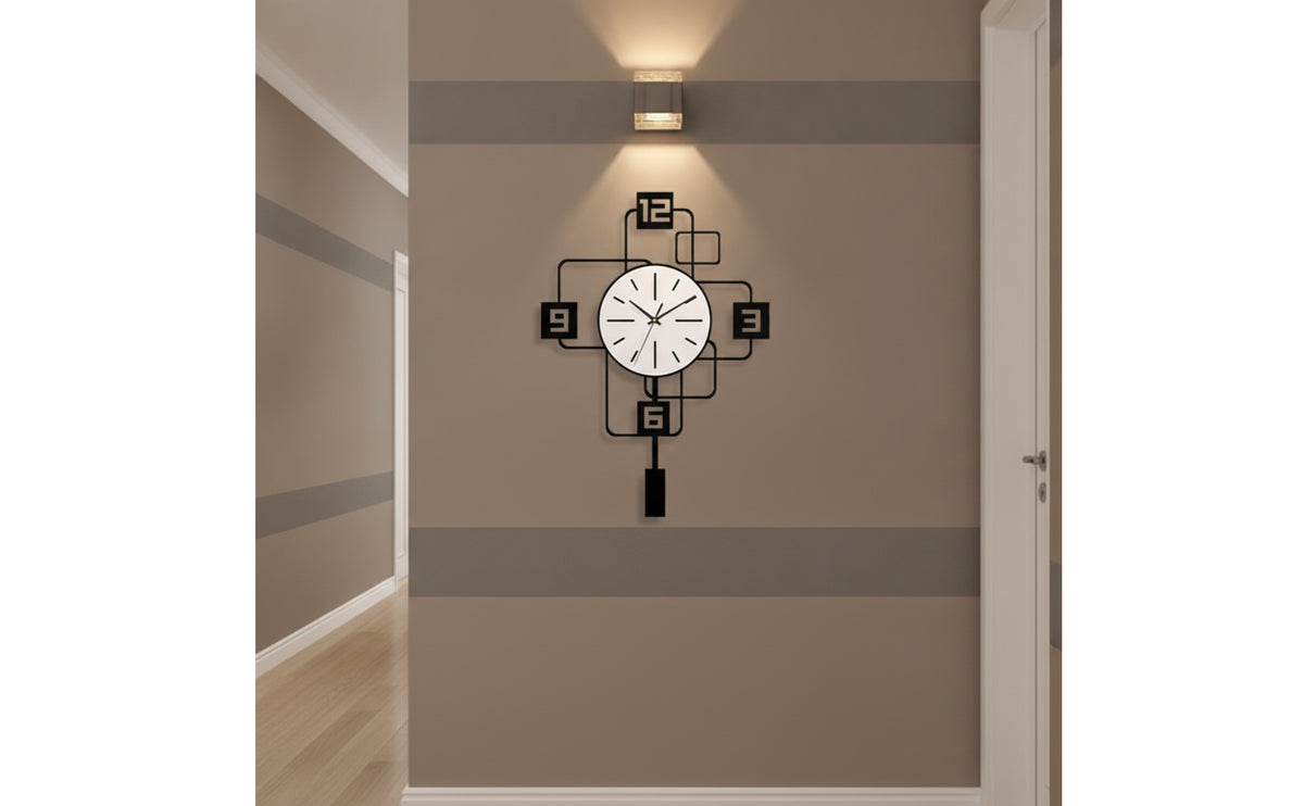 Wall Clock with Geometric Frame Modern for Interior Designers, Homeowners