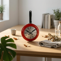 Frying Pan Timepiece Black Handle Home Decor Stainless Steel