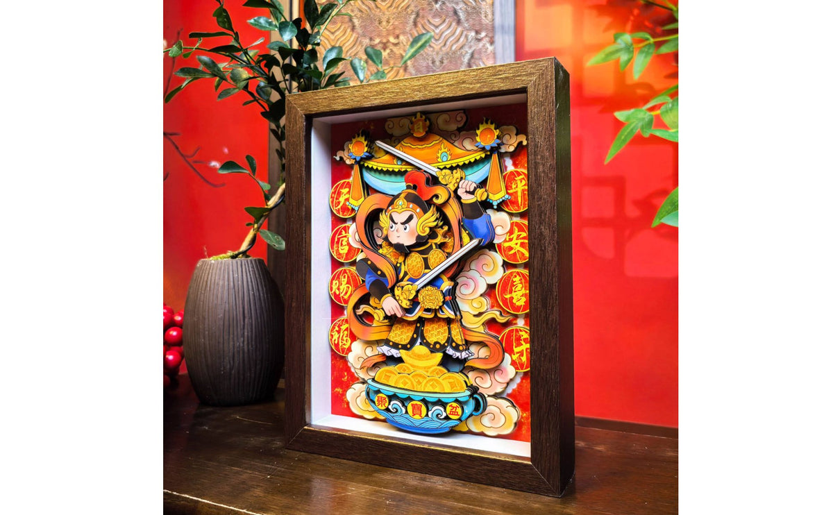 Chinese Style Door God Decor New Year Gift Layered Relief Decoration Tabletop Art Frame