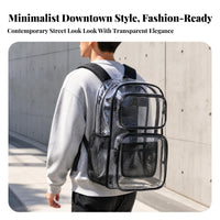 Water-Resistant PVC Backpack Padded Straps Clear Backpack