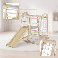 Climbing Frame with Slide Educational Indoor Playground with Slide Compact Wooden Activity Gym for Young Children, Children, Playroom, Nursery
