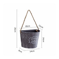 Wall-Hanging Flower Pot Tapered Vessel Shape Rustic Iron Flower Pot