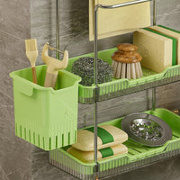Bathroom Sink and Organizer for Kitchen with Drain Basket, Wall Mounted Double Layer Sponge Holder for Home Cooks, Under Organization