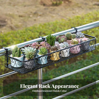 Space-Saving Design Hanging Railing Rack No Drilling Required Balcony Shelf Weather Resistant Plant Holder Adjustable attachments for Apartment Dwellers, Gardeners, Homeowners, window sill, Patio, Porch, Fence