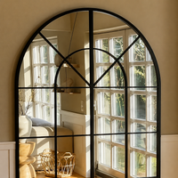 Full-Length Mirror, Standing Mirror, Large, Stylish, Arch-Shaped, Matte Black, Metal Frame, Entryway, Living Room, Makes Space Look Larger