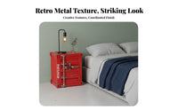 utilitarian aesthetic Shipping Container Nightstand Lockable Bedside Nightstand Creative Design Small Cabinet space-saving for Students, Young Adults, Homeowners, Bedroom, Dorm Room, Office