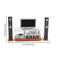 Modern Miniature Home Theater Contemporary Dollhouse TV Stand with Speakers Compact Miniature Television Set True-to-Life for Hobbyists