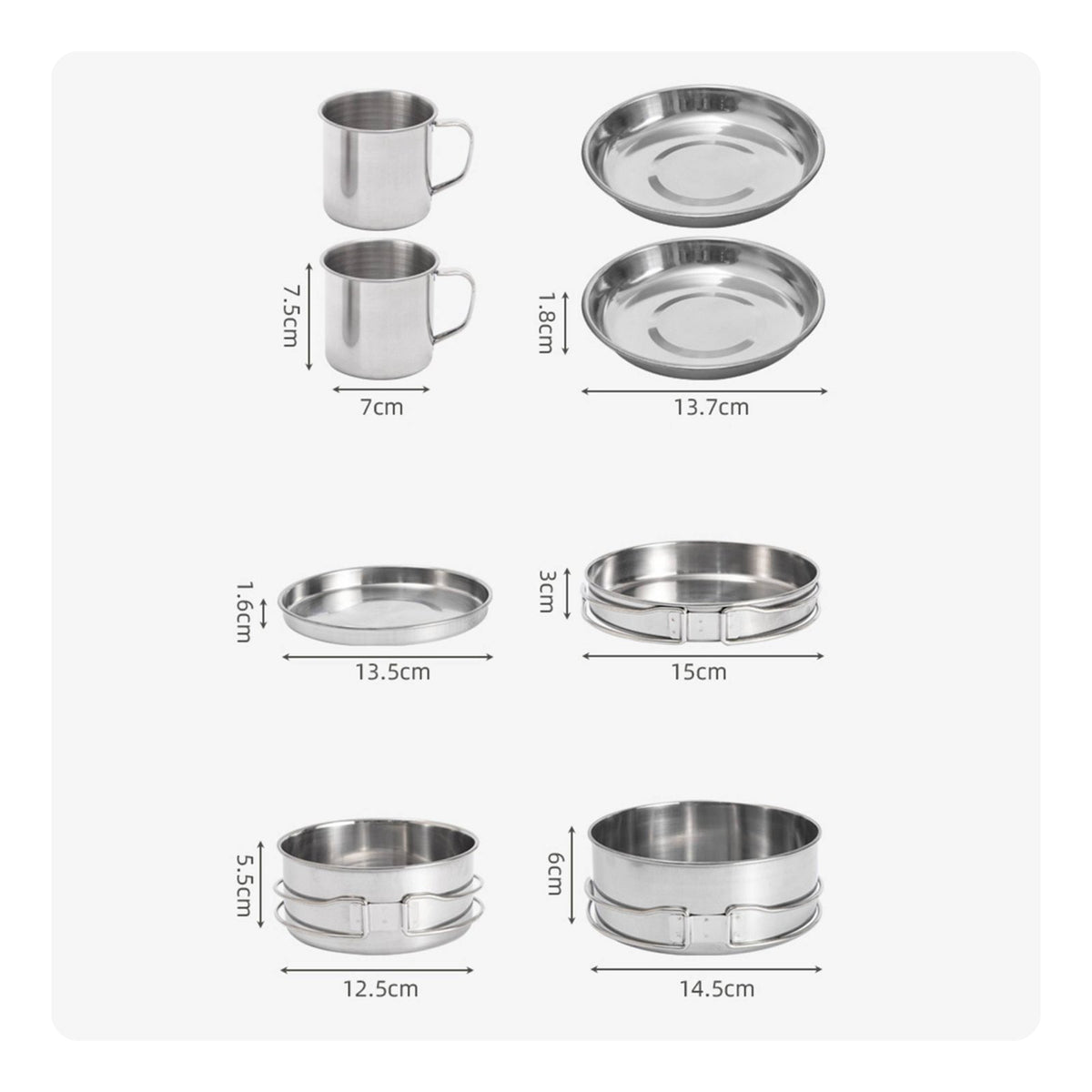 8 Pieces Compact 8 Piece Camping Cookware Set Lightweight Camping Cookware Set Long-Lasting for Campers, Families, Hiking, Travel, Picnic